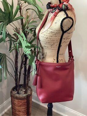 Coach Red Leather Tassel Bucket Shoulder Bag